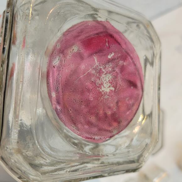 Vintage Decanters Crystal Cranberry Liquor Heavy Cut Glass Whiskey Set of 2 - Picture 9 of 16